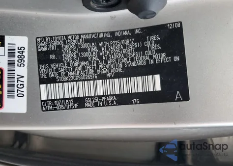 2009 Toyota Sienna Xle from USA, damaged, VIN 5TDBK22CX9S026976